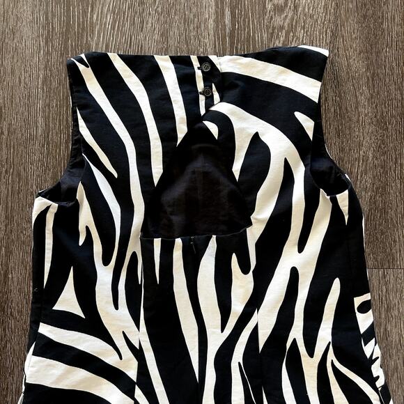 Weekend Max Mara Zebra Print Shift Dress Tunic Top Black White Cotton EU 38 US 4 - Picture 12 of 16